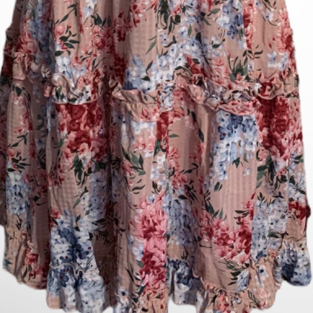 MAUVE PINK FLORAL PRINT CRISS CROSS RUFFLE DRESS - Picture 10 of 15